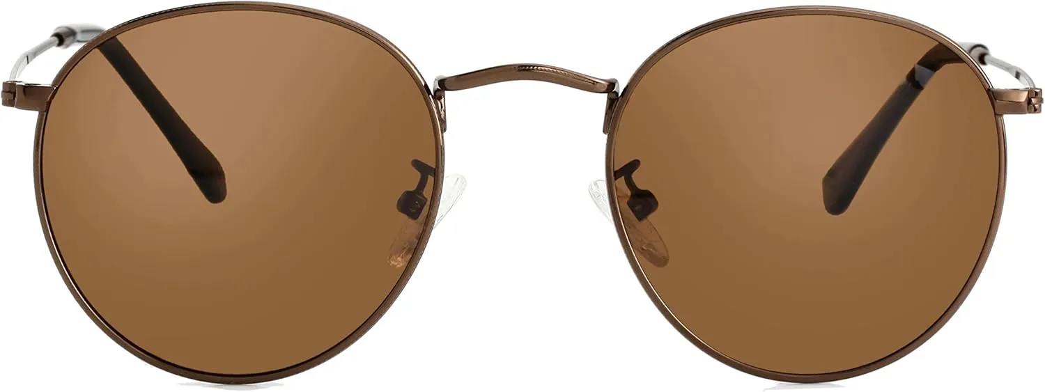 Kursan Small Round Metal Polarized Sunglasses for Men Women Mirrored Lens Classic Circle Sun Glasses