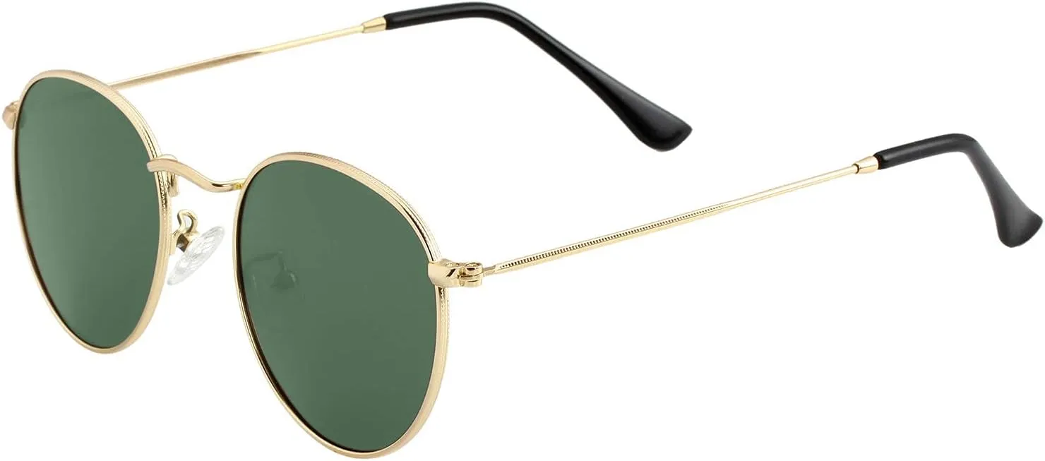 Kursan Small Round Metal Polarized Sunglasses for Men Women Mirrored Lens Classic Circle Sun Glasses