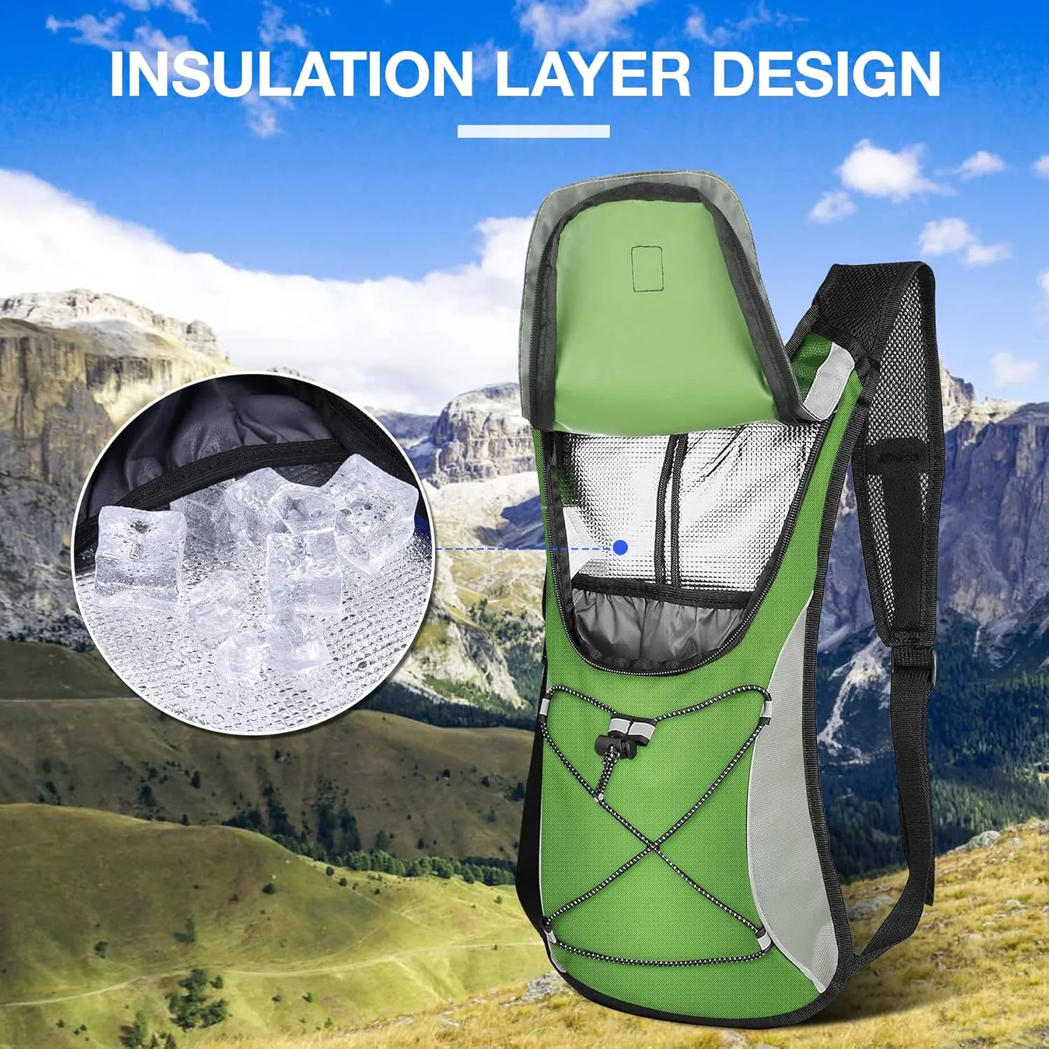 KUYOU Hydration Backpack Hydration Pack with 2L Water Bladder, Lightweight Insulation Water Backpack for Cycling,Hiking, Running,Climbing