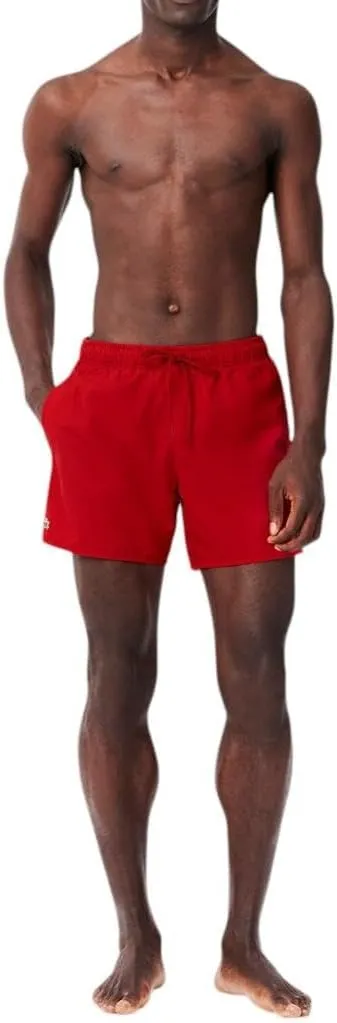 Lacoste Men's Solid Elastic Waist Swim Trunks