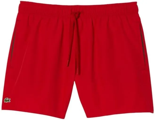 Lacoste Men's Solid Elastic Waist Swim Trunks