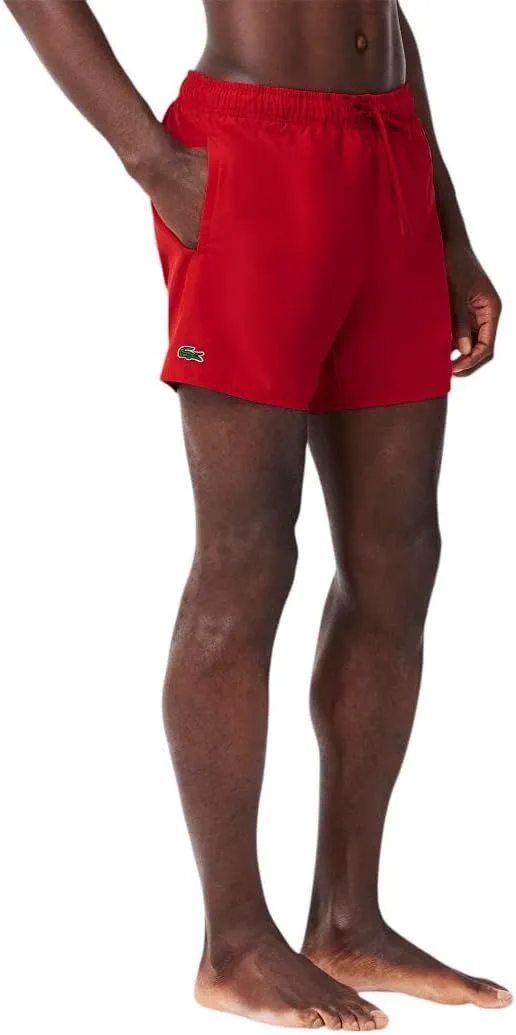Lacoste Men's Solid Elastic Waist Swim Trunks