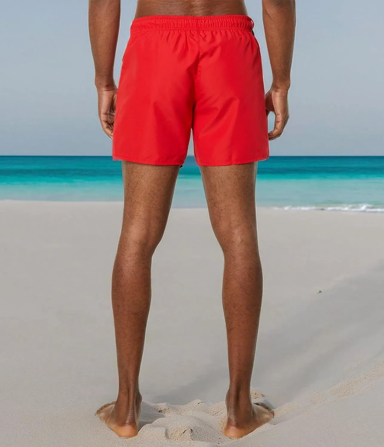 Lacoste Men's Solid Elastic Waist Swim Trunks