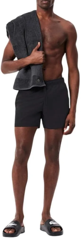 Lacoste Men's Solid Elastic Waist Swim Trunks
