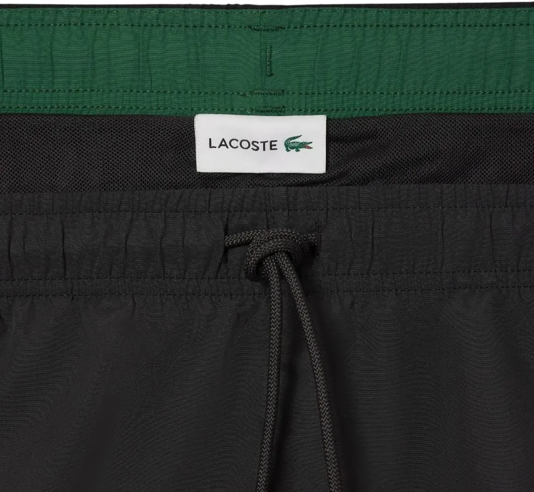 Lacoste Men's Solid Elastic Waist Swim Trunks