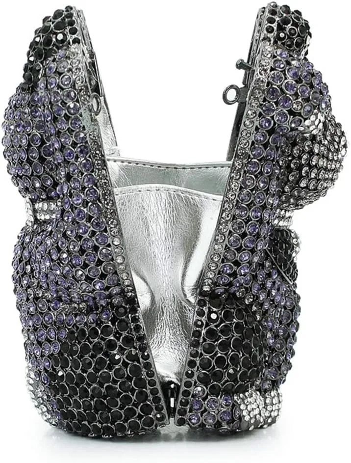 Ladies Clutch-Purse Chain Wedding Evening-Bag Luxury Rhinestone Handbag Lucky Cat
