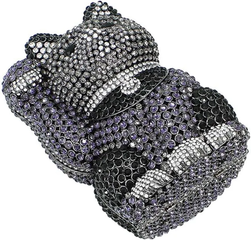 Ladies Clutch-Purse Chain Wedding Evening-Bag Luxury Rhinestone Handbag Lucky Cat