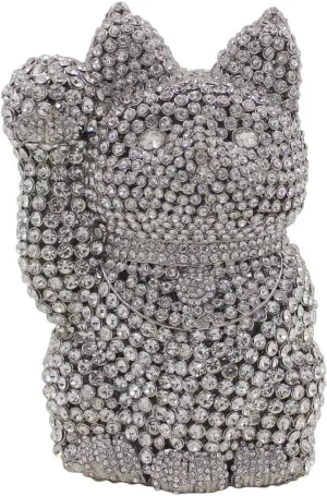 Ladies Clutch-Purse Chain Wedding Evening-Bag Luxury Rhinestone Handbag Lucky Cat