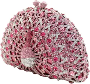 Ladies Crystal Handbag Wedding Evening-Bag Chain Luxury Women Clutch-Purse Peacock