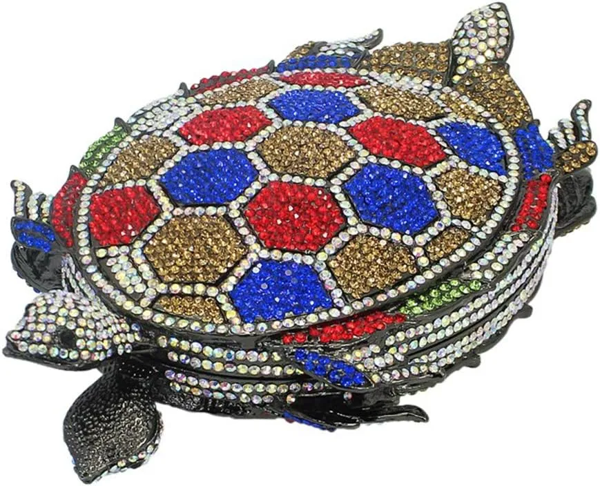 Ladies Diamond Clutch-Purse Chain Wedding Women Evening-Bag Rhinestone Luxury-Handbag Turtle