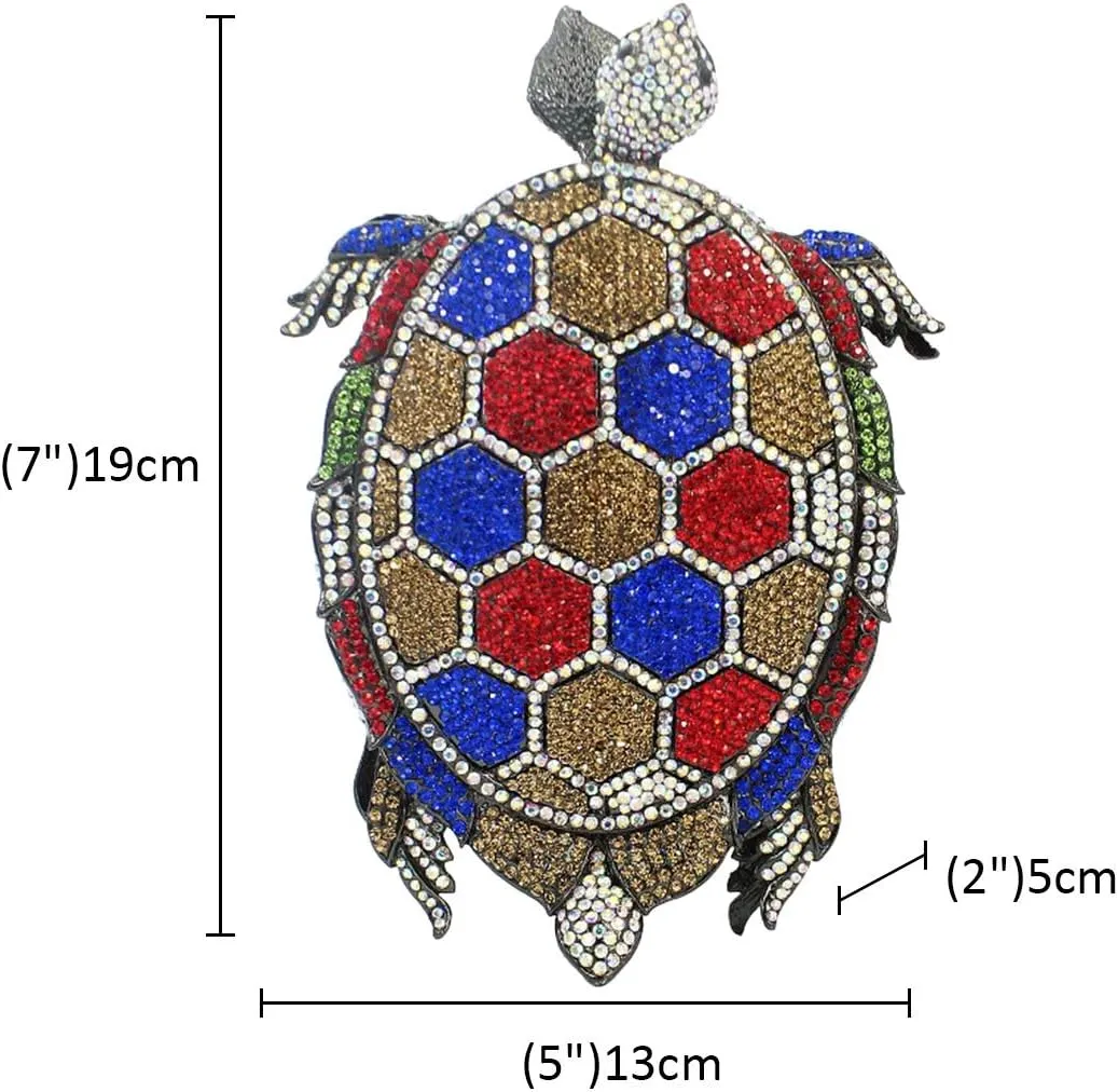 Ladies Diamond Clutch-Purse Chain Wedding Women Evening-Bag Rhinestone Luxury-Handbag Turtle