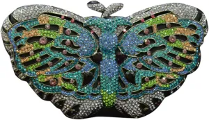 Ladies Elegant Evening-Bag Chain Crystal Wedding Clutch-Purse Party Handbag Butterfly