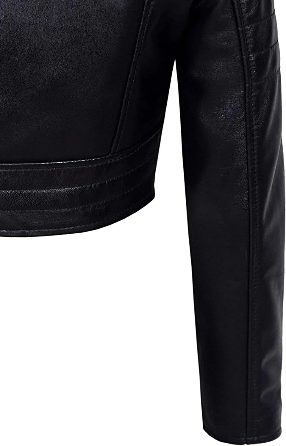 Ladies Short Body Leather Jacket Black Slim Fit Short Biker Style Lambskin 5625