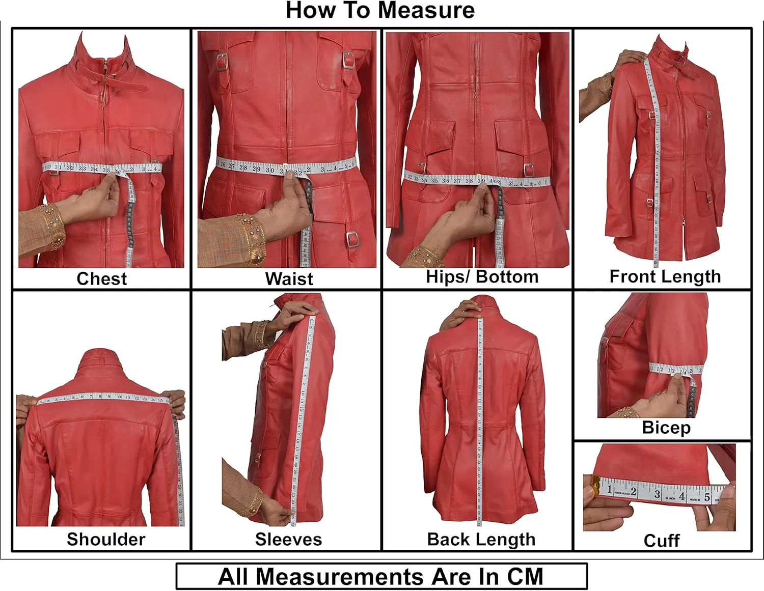 Ladies Short Body Leather Jacket Pink Slim Fit Short Biker Style Lambskin 5625