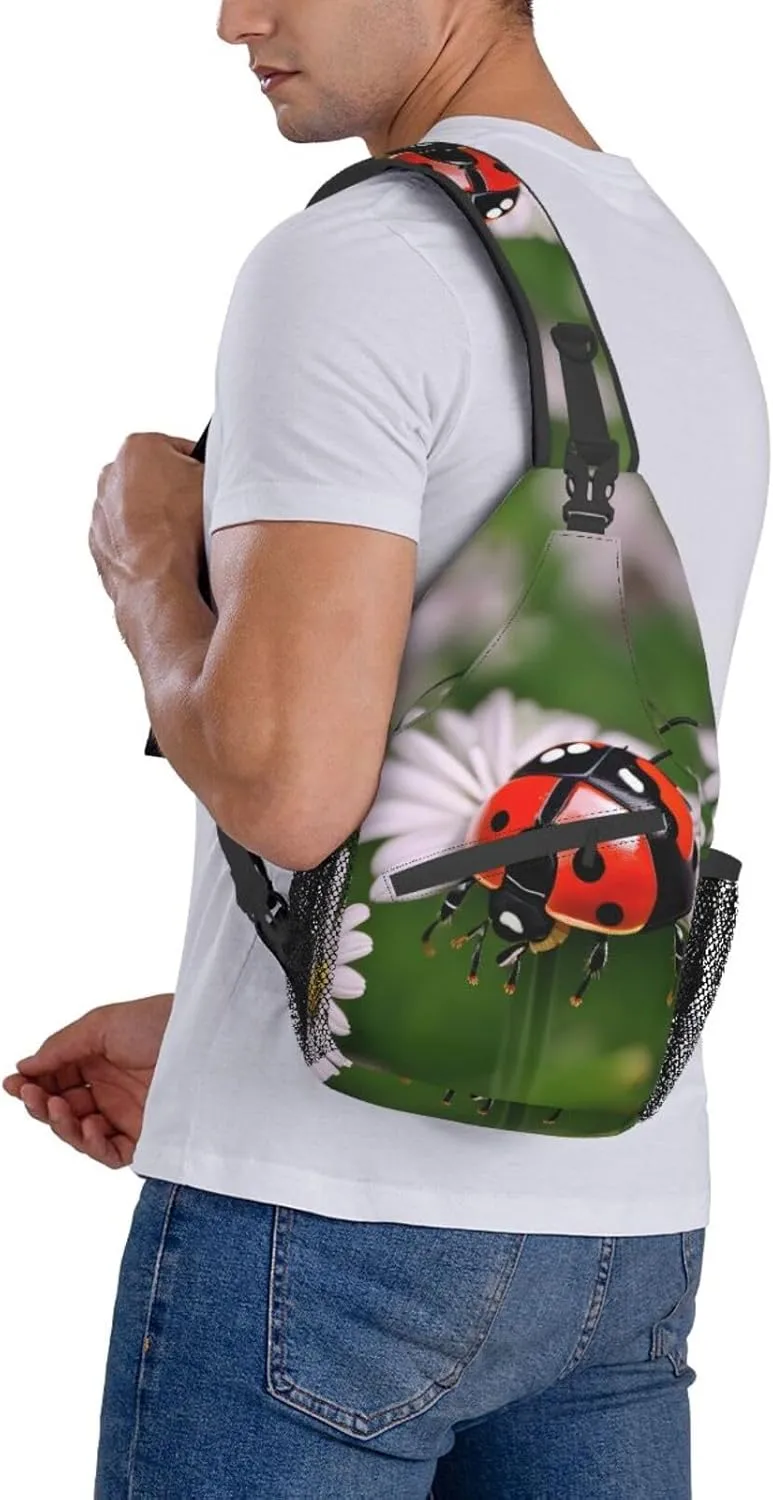 Ladybug Daisy High Storage Capacity Chest Bag Diagonally Sling Backpack Crossbody Shoulder Bag For Men Women