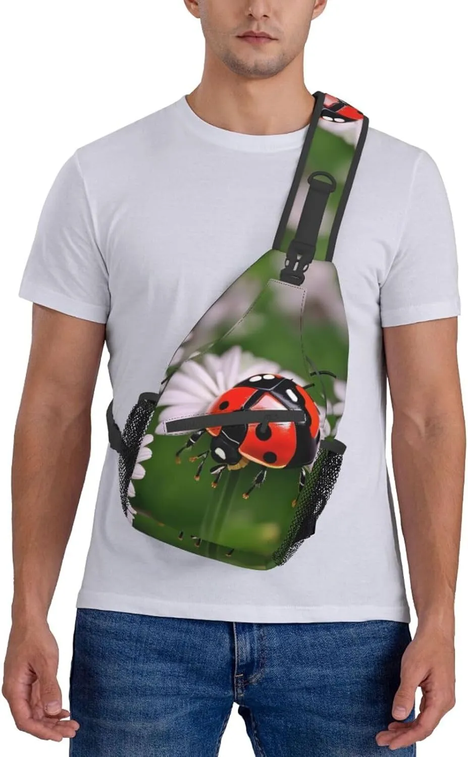 Ladybug Daisy High Storage Capacity Chest Bag Diagonally Sling Backpack Crossbody Shoulder Bag For Men Women