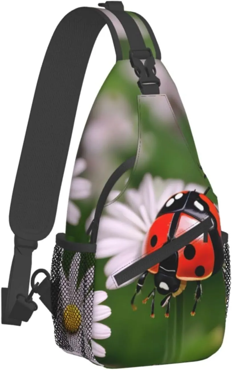 Ladybug Daisy High Storage Capacity Chest Bag Diagonally Sling Backpack Crossbody Shoulder Bag For Men Women