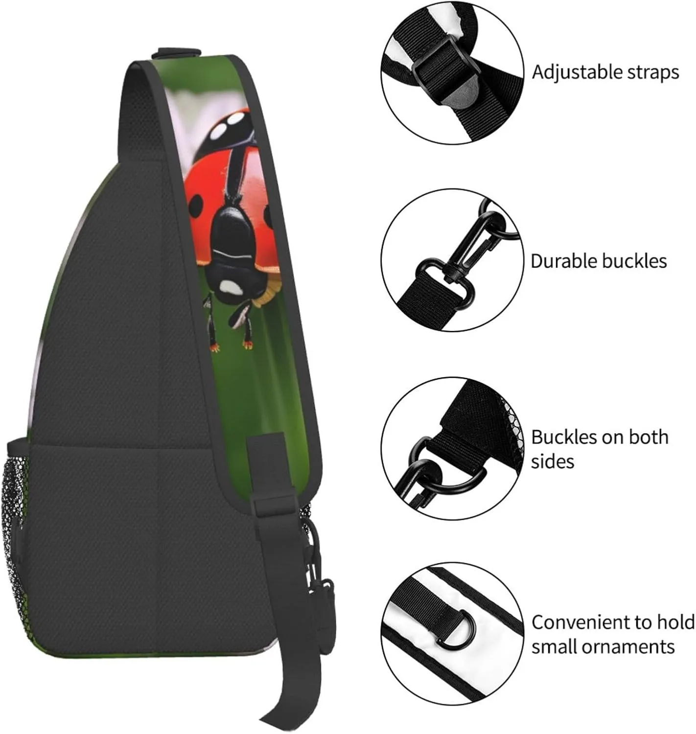 Ladybug Daisy High Storage Capacity Chest Bag Diagonally Sling Backpack Crossbody Shoulder Bag For Men Women