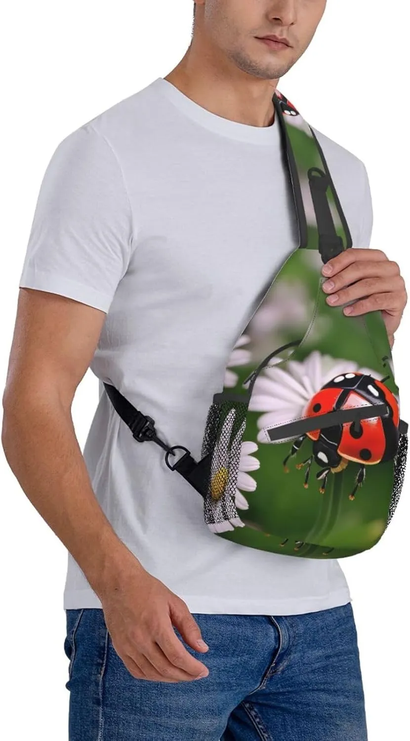 Ladybug Daisy High Storage Capacity Chest Bag Diagonally Sling Backpack Crossbody Shoulder Bag For Men Women