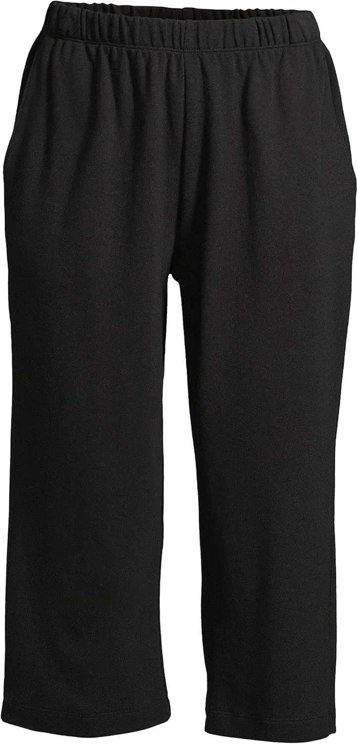Lands' End Women's Sport Knit High Rise Elastic Waist Capri Pants