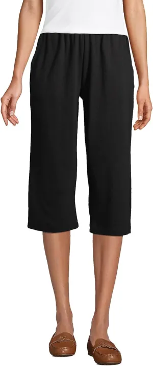 Lands' End Women's Sport Knit High Rise Elastic Waist Capri Pants