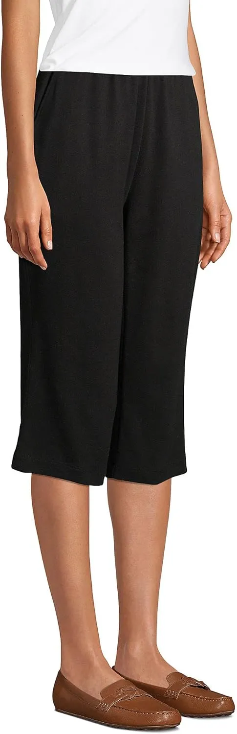Lands' End Women's Sport Knit High Rise Elastic Waist Capri Pants