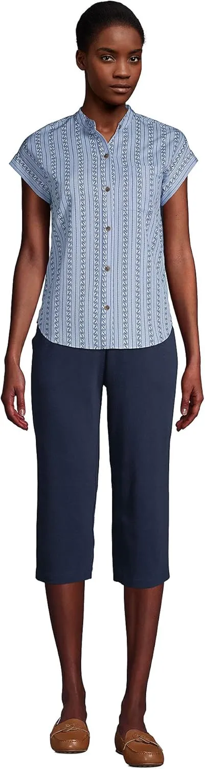 Lands' End Women's Sport Knit High Rise Elastic Waist Capri Pants