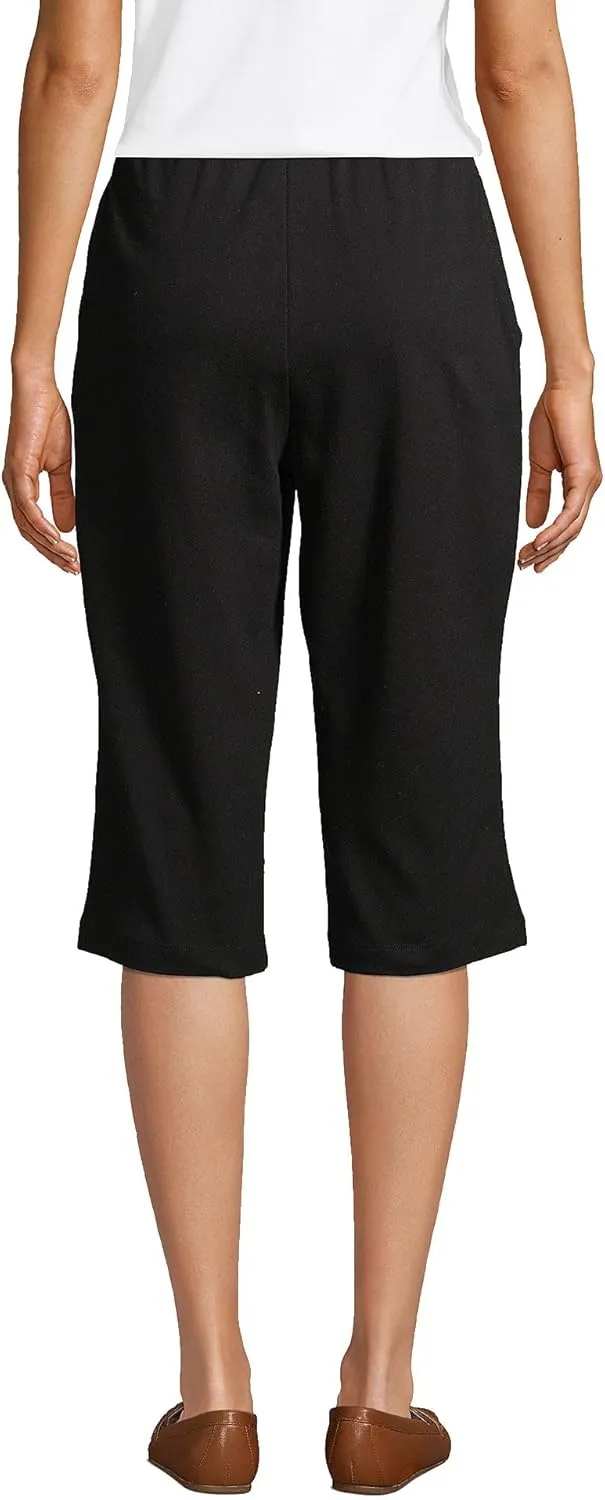 Lands' End Women's Sport Knit High Rise Elastic Waist Capri Pants
