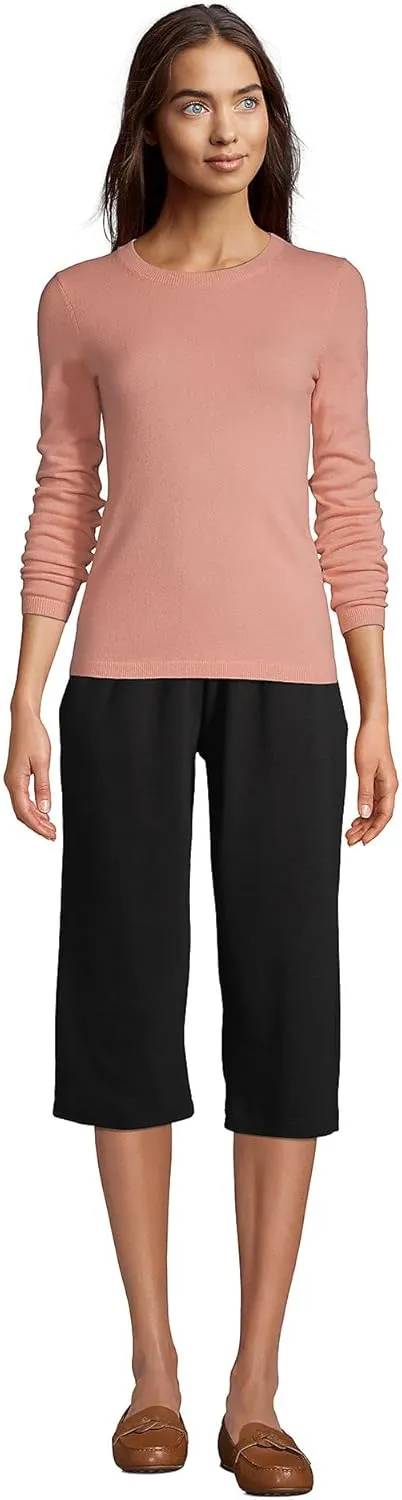 Lands' End Women's Sport Knit High Rise Elastic Waist Capri Pants