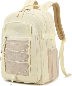Lanola Student Teens Bookbags Business Travel Durable Water Resistant Backpack School bags College for Women & Men - Beige