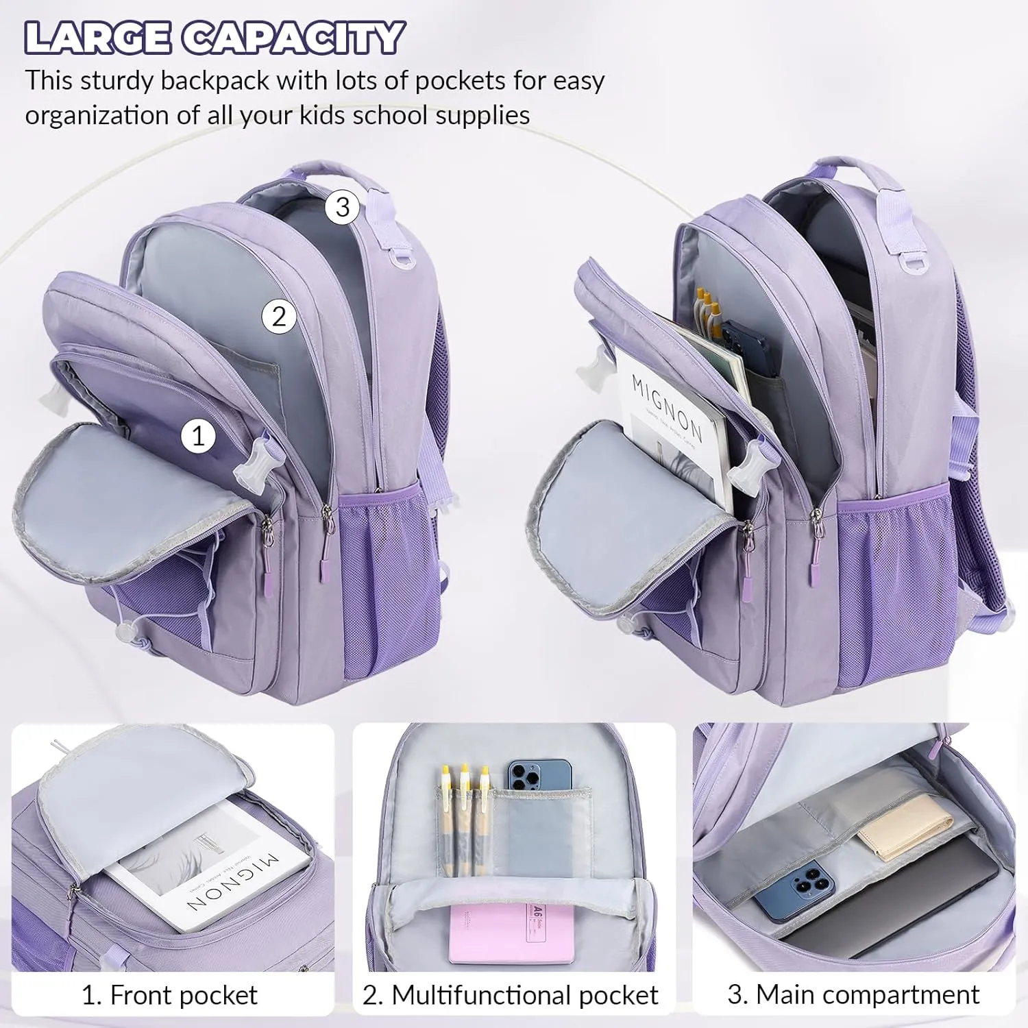 Lanola Student Teens Bookbags Business Travel Durable Water Resistant Backpack School bags College for Women & Men - Beige