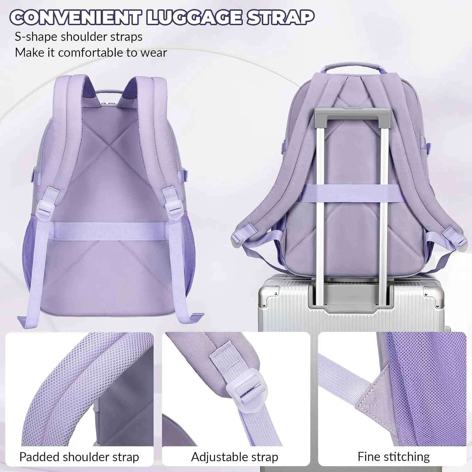 Lanola Student Teens Bookbags Business Travel Durable Water Resistant Backpack School bags College for Women & Men - Beige