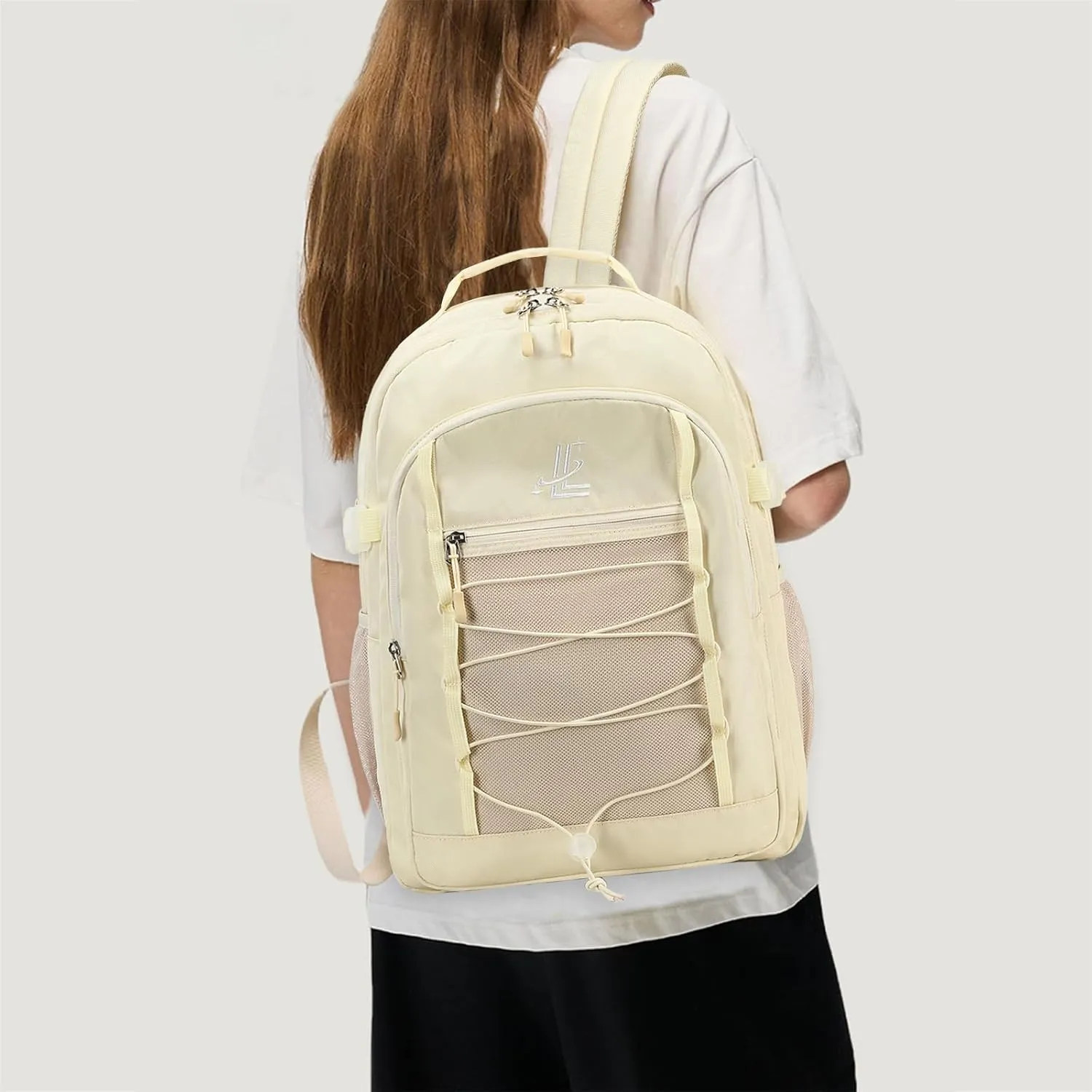 Lanola Student Teens Bookbags Business Travel Durable Water Resistant Backpack School bags College for Women & Men - Beige