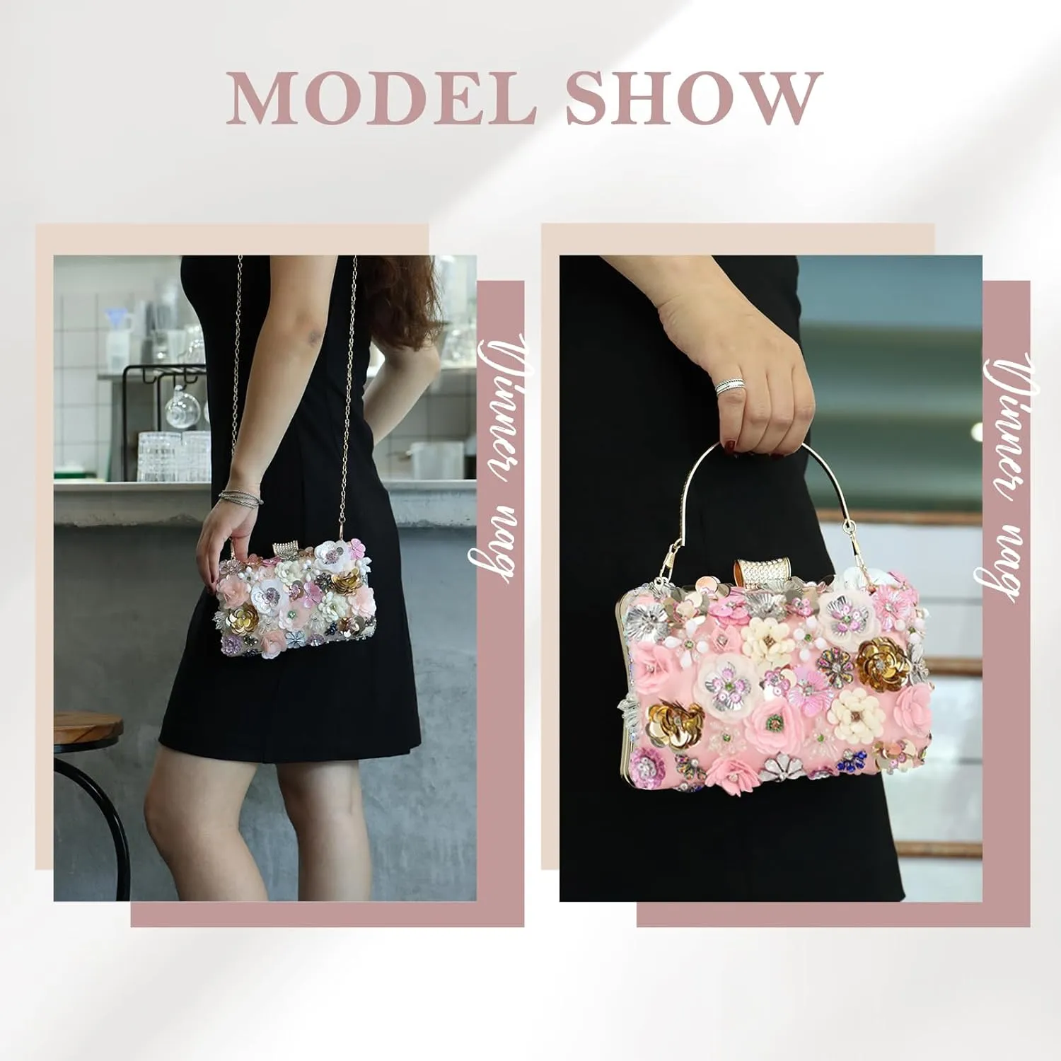 Lanpet Women Clutches Flower Evening Handbag Chain Strap Shoulder Bag