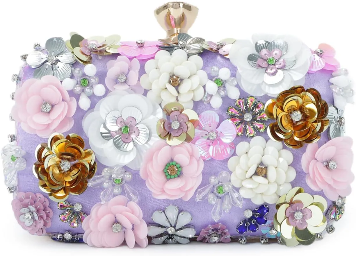 Lanpet Women Clutches Flower Evening Handbag Chain Strap Shoulder Bag
