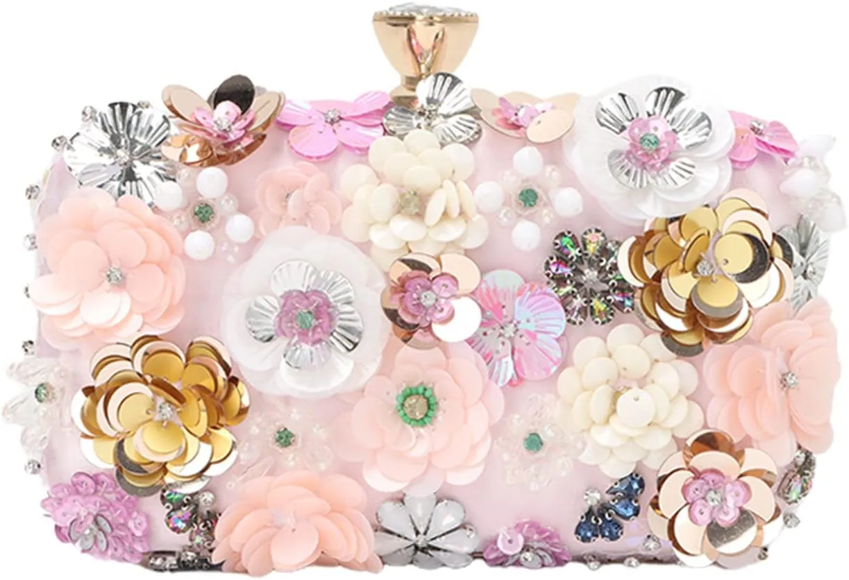 Lanpet Women Clutches Flower Evening Handbag Chain Strap Shoulder Bag