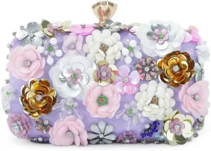 Lanpet Women Clutches Flower Evening Handbag Chain Strap Shoulder Bag