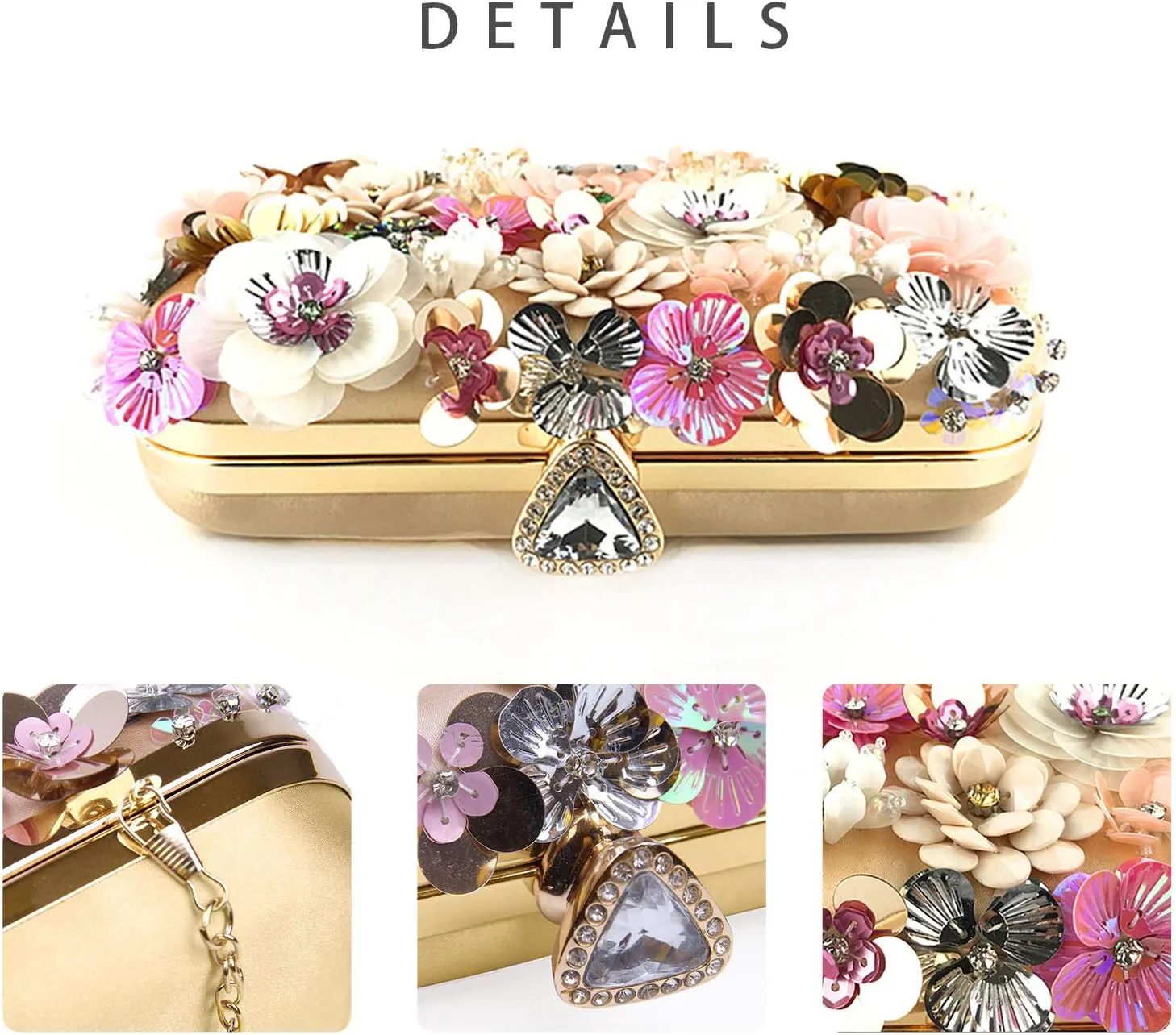 Lanpet Women Clutches Flower Evening Handbag Chain Strap Shoulder Bag