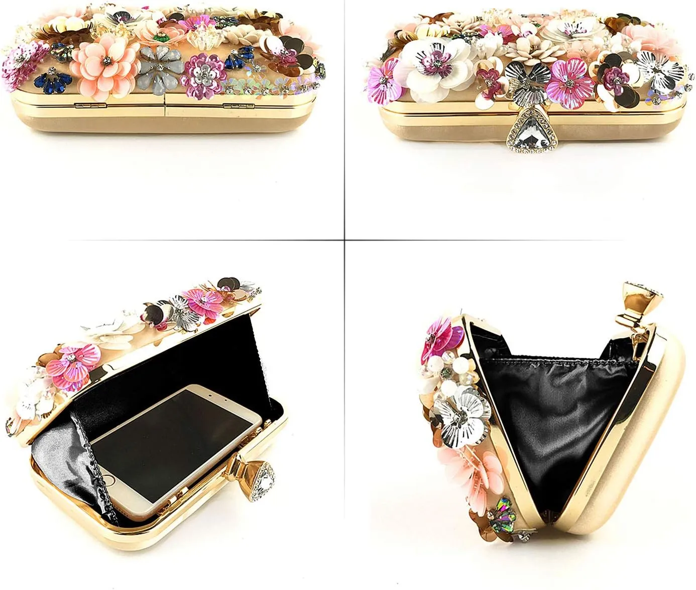 Lanpet Women Clutches Flower Evening Handbag Chain Strap Shoulder Bag