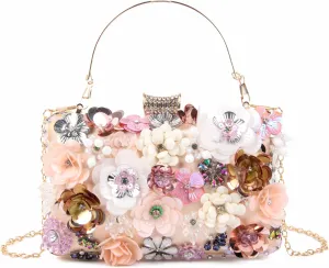 Lanpet Women Clutches Flower Evening Handbag Chain Strap Shoulder Bag
