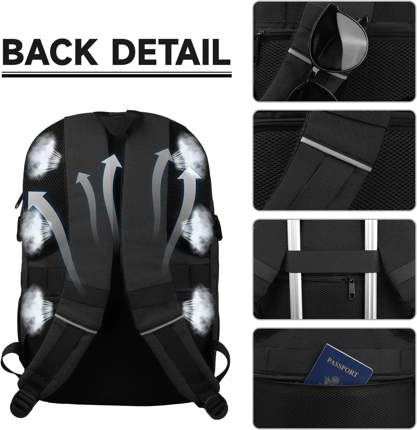 Lapsouno Laptop Backpack, Travel Laptop Backpack, Business Anti Theft Slim Sturdy 15.6 Inch TSA Friendly with USB Port, Water Resistant College School Computer Bag Gifts for Men Women, Black