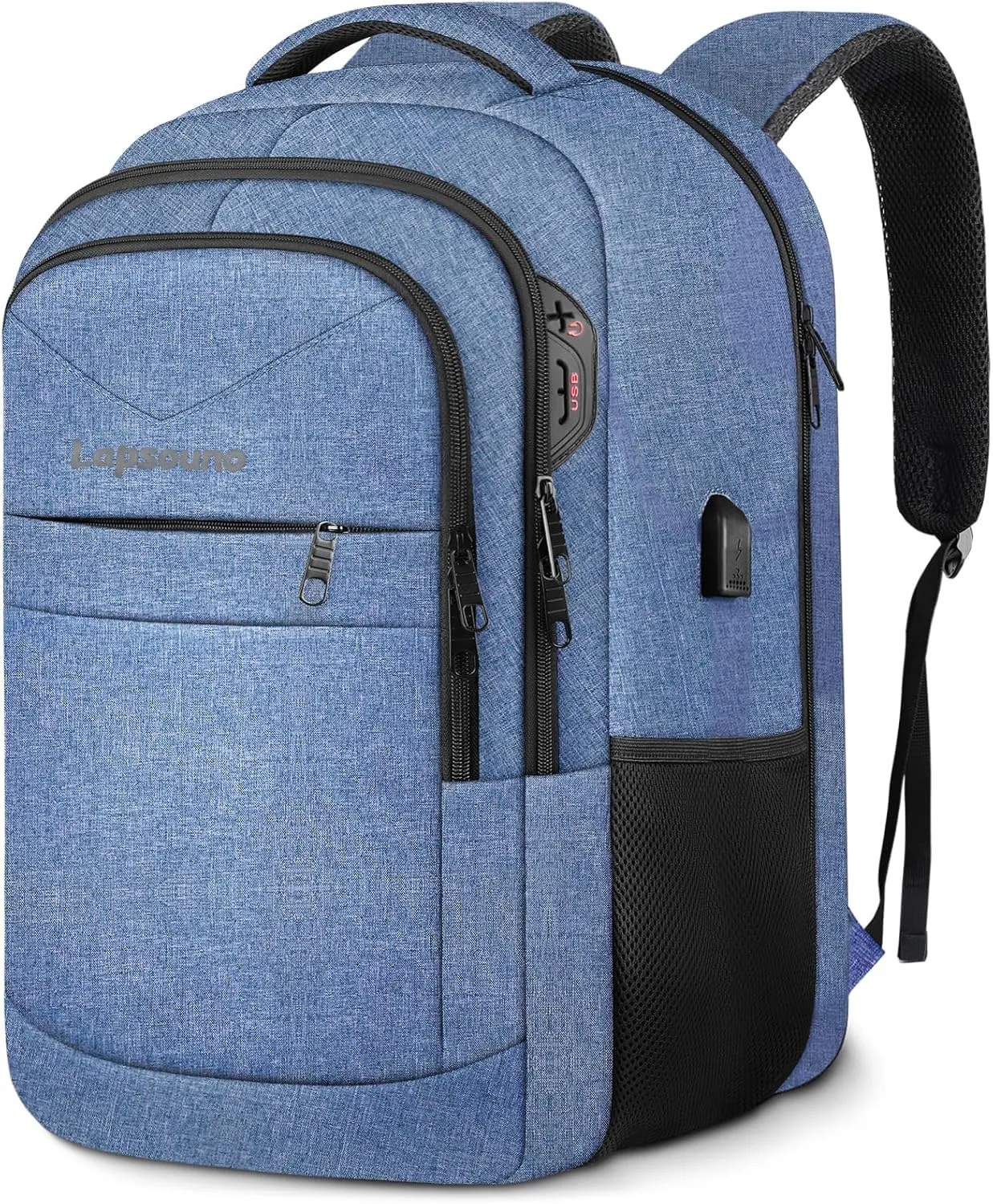 Lapsouno Travel Laptop Backpack, Travel Backpack, TSA Laptop Backpack, 15.6 inch Bag with USB Port, TSA Friendly Water Resistant College School Business Computer Bag Backpack Men Women, Blue