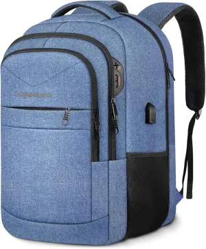 Lapsouno Travel Laptop Backpack, Travel Backpack, TSA Laptop Backpack, 15.6 inch Bag with USB Port, TSA Friendly Water Resistant College School Business Computer Bag Backpack Men Women, Blue