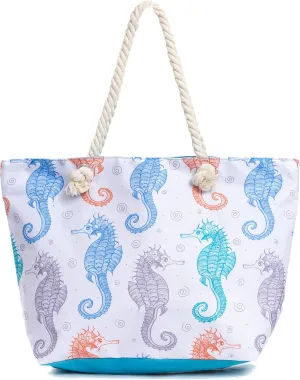 Large Beach Tote Bag, Top Zipper Boat Bag