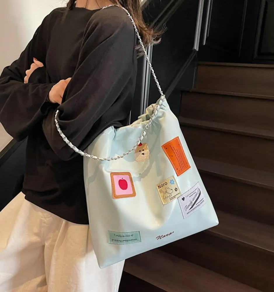 Large Hobo Bags for Women Trendy Cute Tote Bag Aesthetic Designer Purses for Women PU Leather Shoulder Bag with Chain