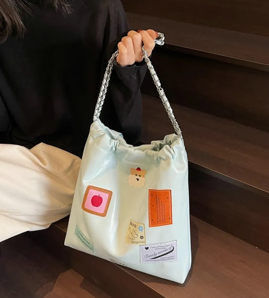 Large Hobo Bags for Women Trendy Cute Tote Bag Aesthetic Designer Purses for Women PU Leather Shoulder Bag with Chain
