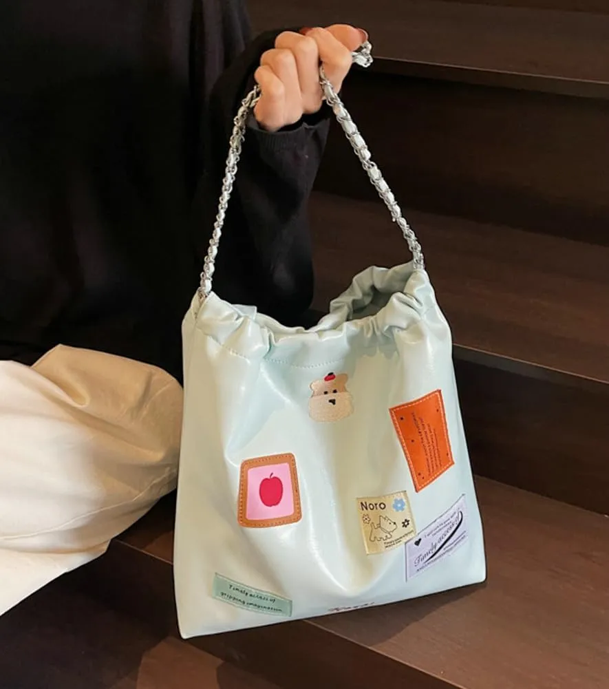 Large Hobo Bags for Women Trendy Cute Tote Bag Aesthetic Designer Purses for Women PU Leather Shoulder Bag with Chain