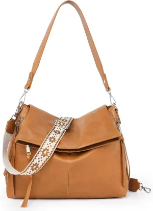 Large Hobo Crossbody Bags for Women Vegan Leather Handbags Purses for Women Tote Purse Shoulder Bag with Wide Strap