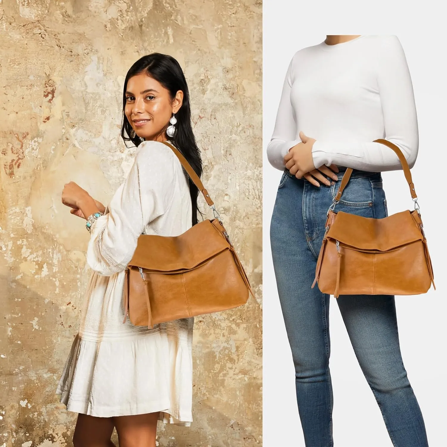 Large Hobo Crossbody Bags for Women Vegan Leather Handbags Purses for Women Tote Purse Shoulder Bag with Wide Strap
