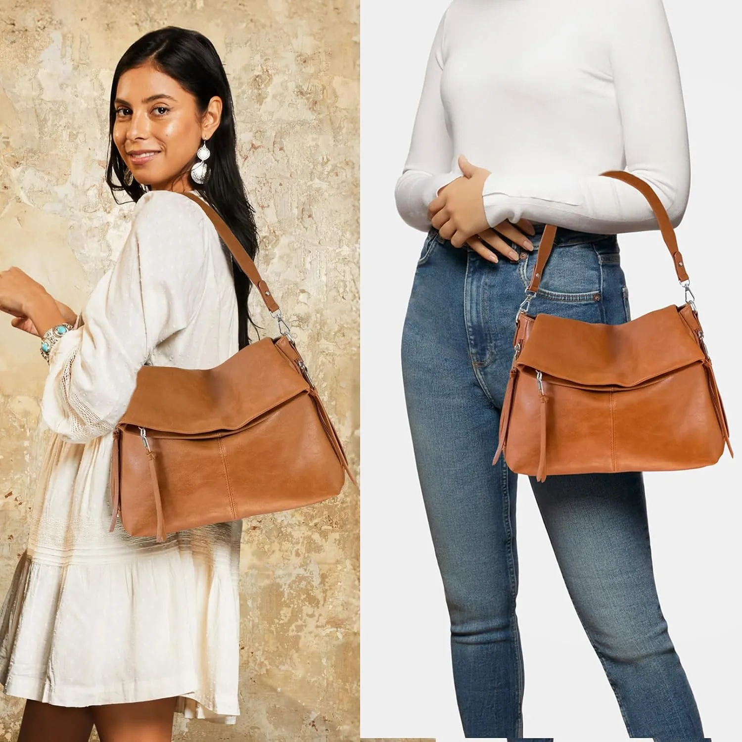 Large Hobo Crossbody Bags for Women Vegan Leather Handbags Purses for Women Tote Purse Shoulder Bag with Wide Strap